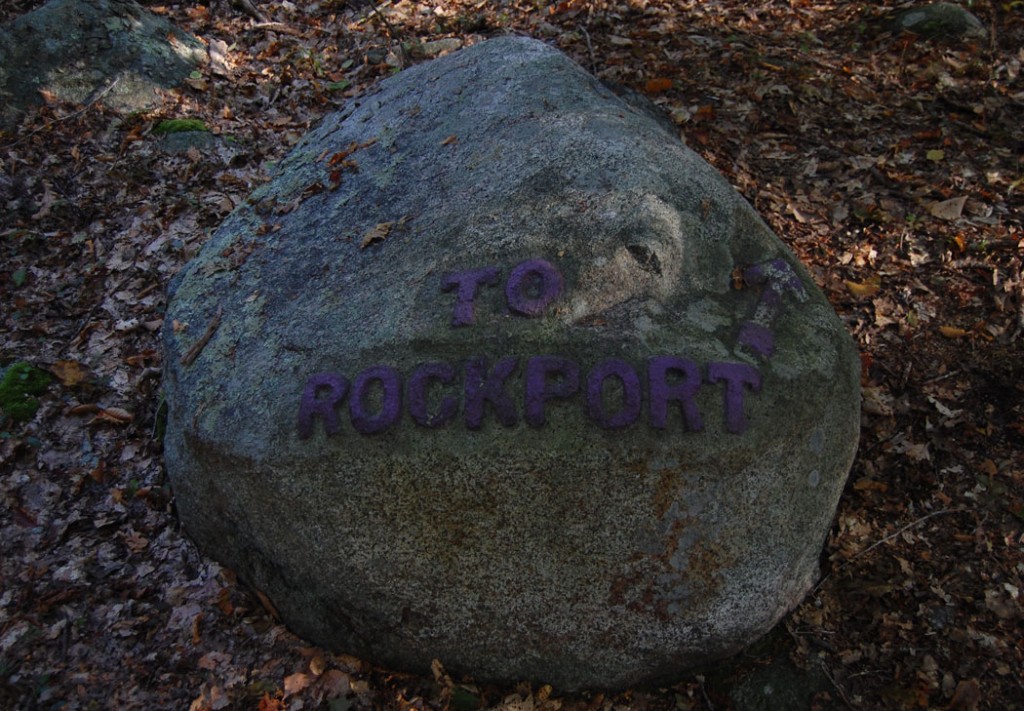 To Rockport boulder in Dogtown, Gloucester, Oct. 16, 2015. (©Greg Cook photo)