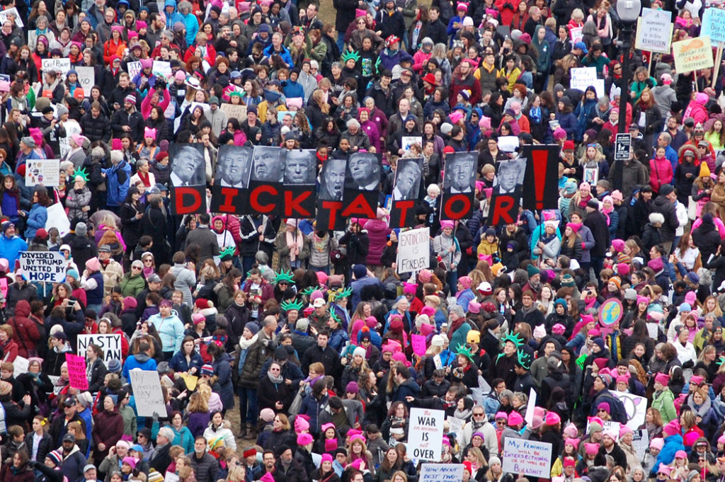 The "Boston Women's March" rally at Boston Common, Jan. 21, 2017. (Greg Cook)