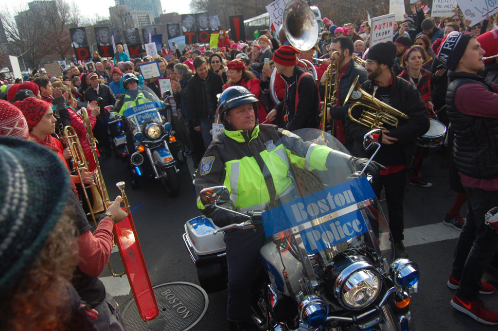 Police at the "Boston Women's March," Jan. 21, 2017. (Greg Cook)