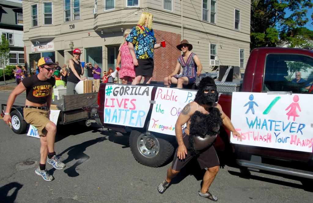 The "#Gorilla Lives Matter" float in the 2016 Beverly Farms Horribles Parade. (Greg Cook)