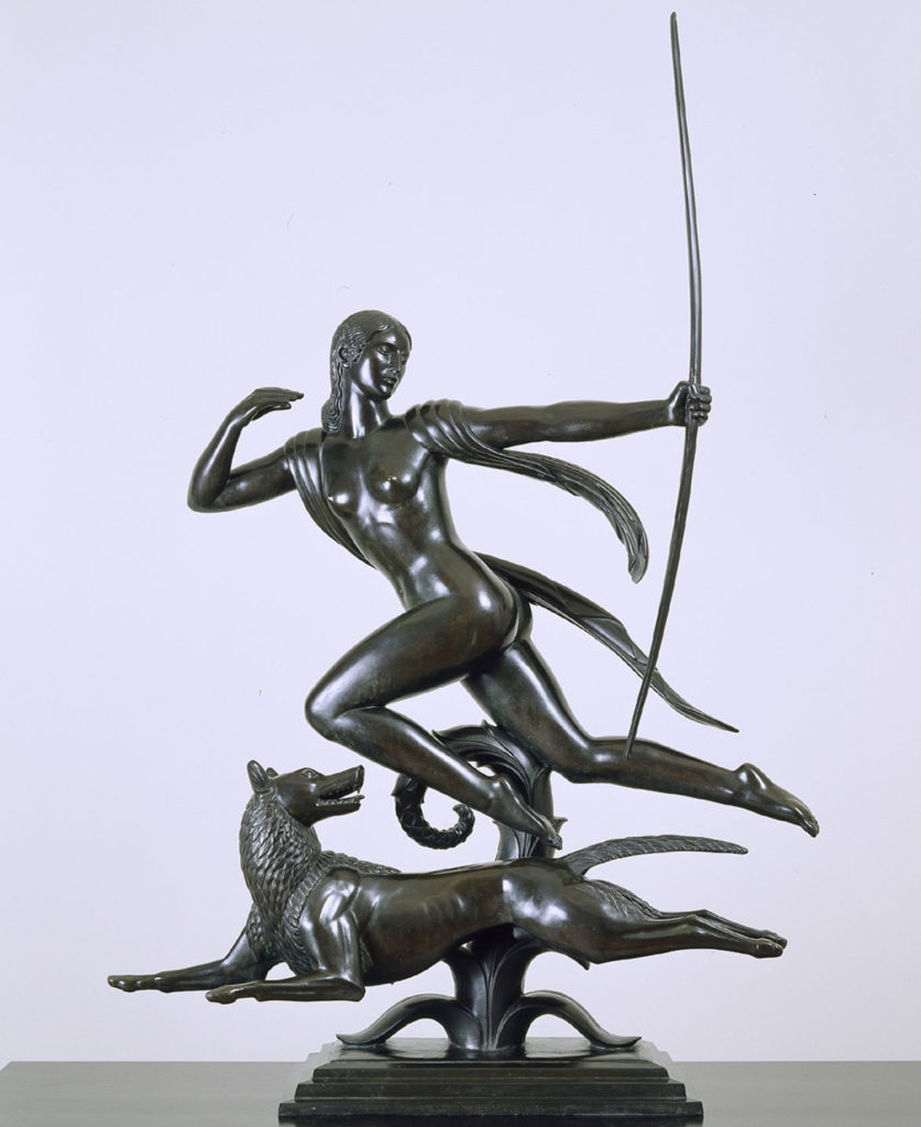 Paul Manship, "Diana," casting 1925, bronze on marble base. (Courtesy Addison Gallery of American Art)