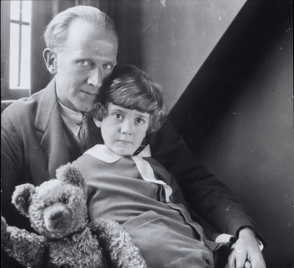 Howard Coster photo of A. A. Milne, Christopher Robin Milne and Pooh Bear, 1926. (Courtesy Museum of Fine Arts, Boston)