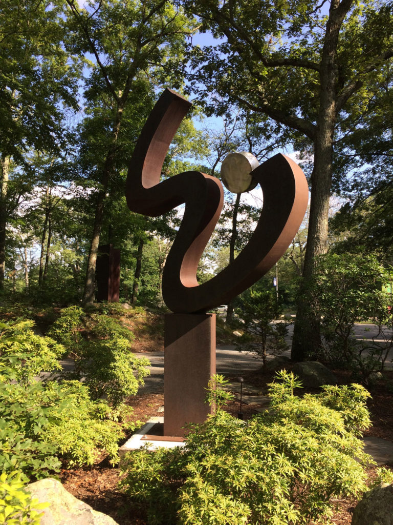 David A. Lang's sculpture “The Question Is the Answer,” which was prominently featured outside the Danforth Museum for years, was acquired by Brockton's Fuller Craft Museum in 2017, where it now greets visitors. (Courtesy Fuller Craft Museum)
