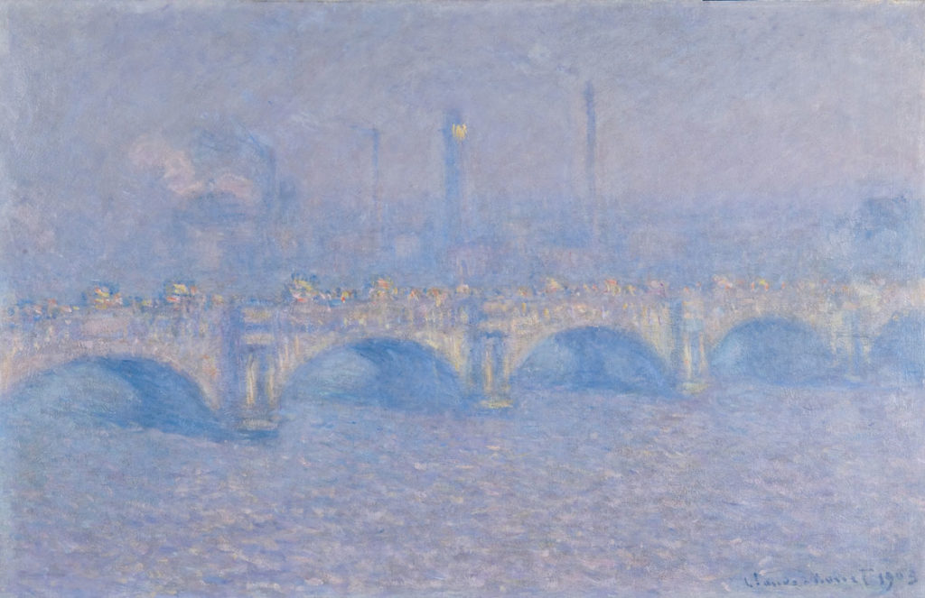 Claude Monet, “Waterloo Bridge, Veiled Sun,” 1903, oil on canvas. (Couresy of the Memorial Art Gallery of the University of Rochester)