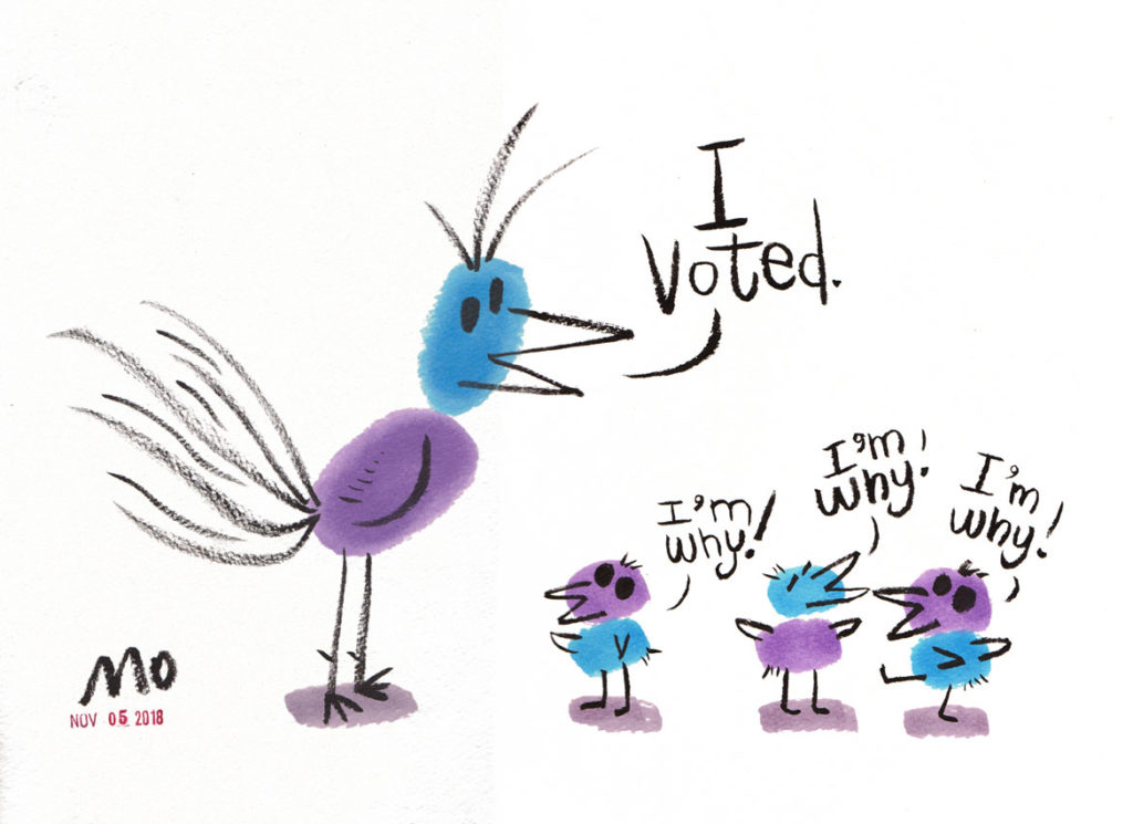 Mo Willems, "I Voted Birds." (Courtesy R. Michelson Galleries)