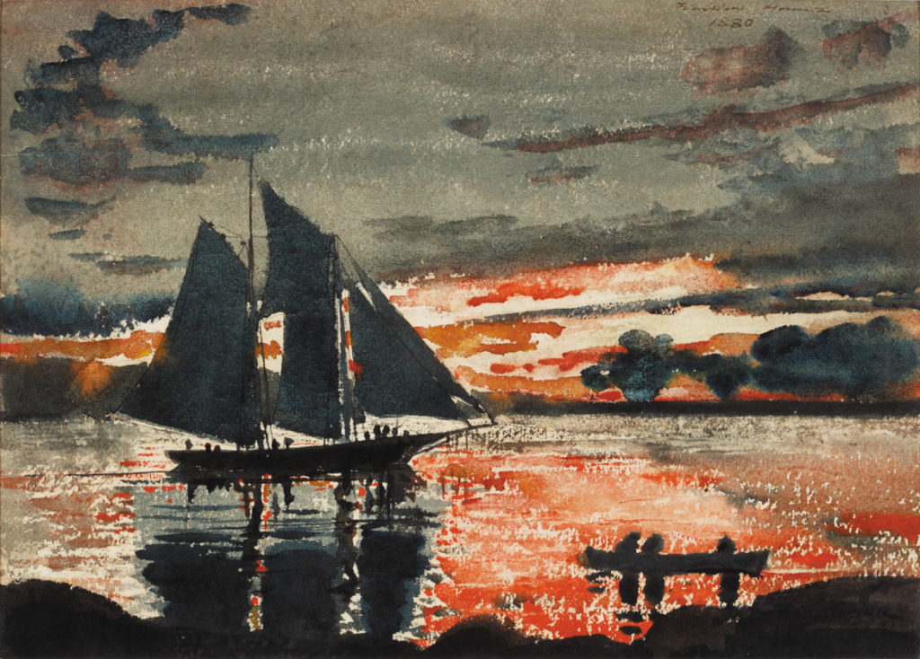 Winslow Homer (1836-1910), "Sunset Fires," 1880. Watercolor on paper. (The Westmoreland Museum of American Art, Greensburg, Pennsylvania)