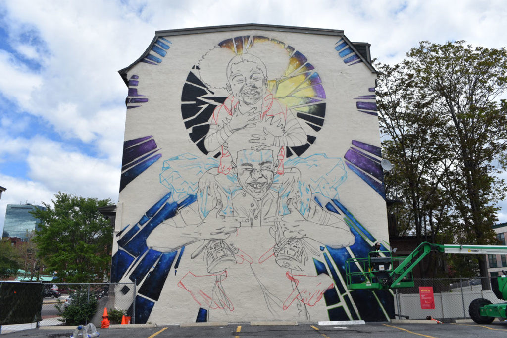 Rob "ProBlak" Gibbs's mural "Breathe Life 3" at 808 Tremont St., Boston, May 24, 2019. (Greg Cook)