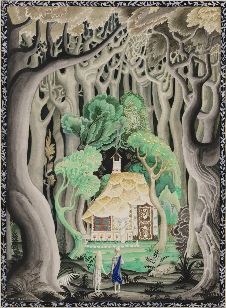 Kay Nielsen, Illustration from "Hansel and Gretel and Other Stories" by the Brothers Grimm, published 1925, transparent and opaque watercolor, pen and ink, over graphite. (Courtesy Museum of Fine Arts, Boston)
