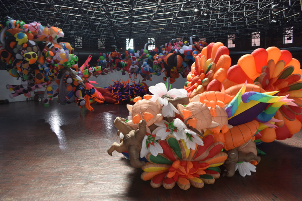 Nick Cave at "Augment," organized by Now + There, at the Boston Center for the Arts Cyclorama, Aug. 7, 2019. (Greg Cook)