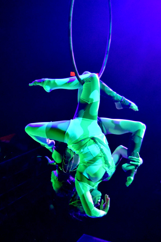 Boston Circus Guild rehearses "Cirque of the Dead" at Oberon, Cambridge, Oct. 16, 2019. (Greg Cook photo)