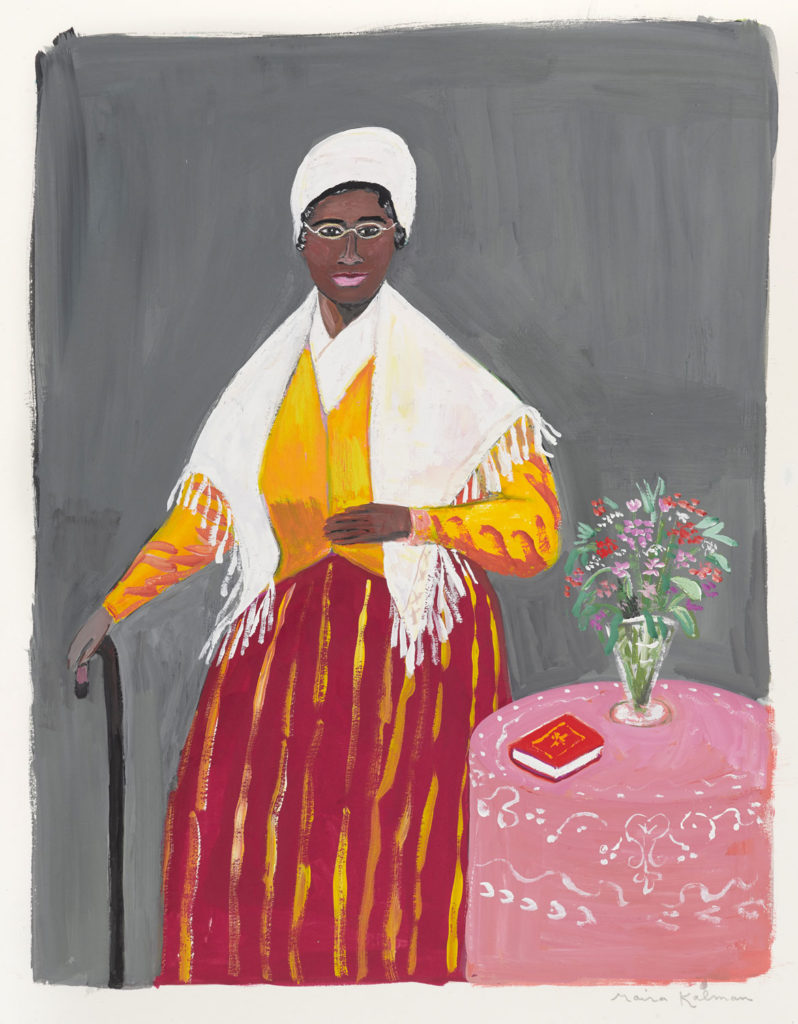 Maira Kalman, Illustration for "Bold and Brave: Ten Heroes Who Won Women the Right to Vote" by Kirsten Gillibrand (Alfred A. Knopf). Brooklyn Museum, Gift of the artist and Julie Saul Gallery, New York. © 2018 Maira Kalman.