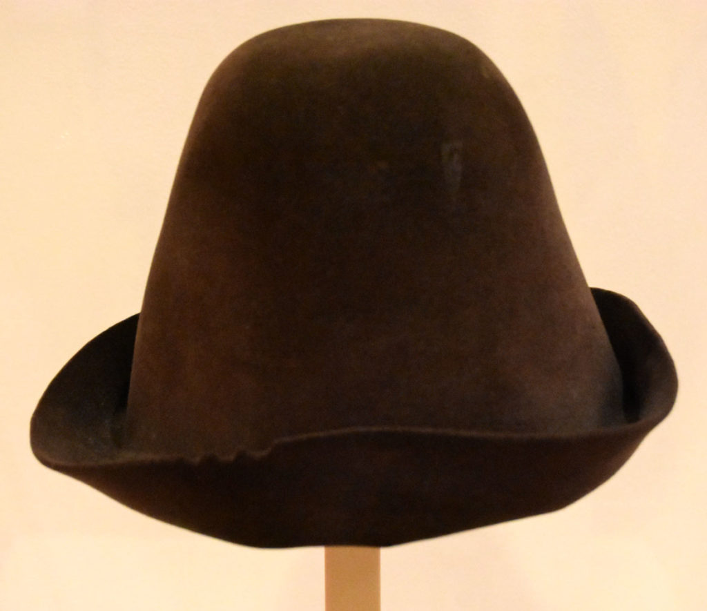 Max the dog’s hat, a wool felt hat that she found in a thrift store in Ashtabula, Ohio, exhibited in “The Pursuit of Everything: Maira Kalman's Books for Children" at the Eric Carle Museum of Picture Book Art in Amherst, Nov. 10, 2019. (Greg Cook photo)