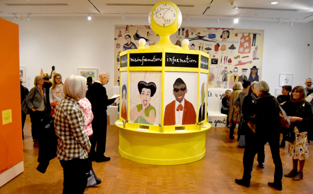 “The Pursuit of Everything: Maira Kalman's Books for Children" at the Eric Carle Museum of Picture Book Art in Amherst, Nov. 10, 2019. (Greg Cook photo)