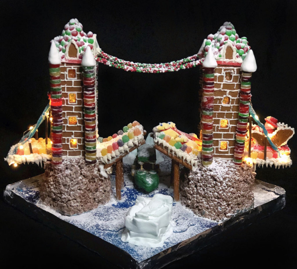 Prellwitz Chilinski Associates' "God Save the Gumdrops" in Gingerbread Design Competition and Exhibition, Boston Society of Architects Space, Dec. 17, 2019. (Courtesy)