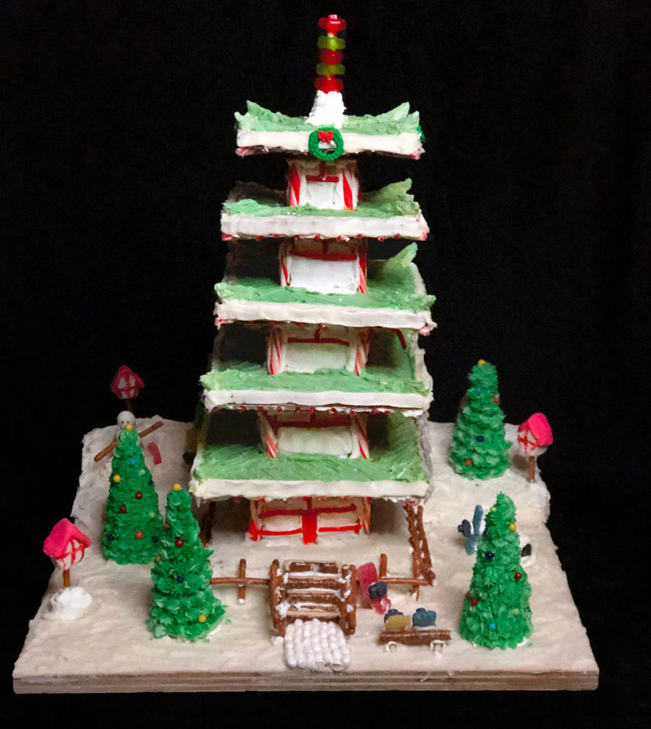 The Architectural Team's "Fujiyo-sugar Cenotaph Monument" in Gingerbread Design Competition and Exhibition, Boston Society of Architects Space, Dec. 17, 2019. (Courtesy)