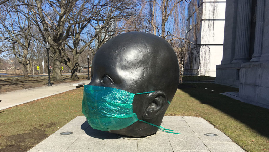 Peter Agoos's “PPE for Antonio López Garcia's ‘DAY’” at Boston's Museum of Fine Arts, March 22, 2020. (Courtesy Peter Agoos)