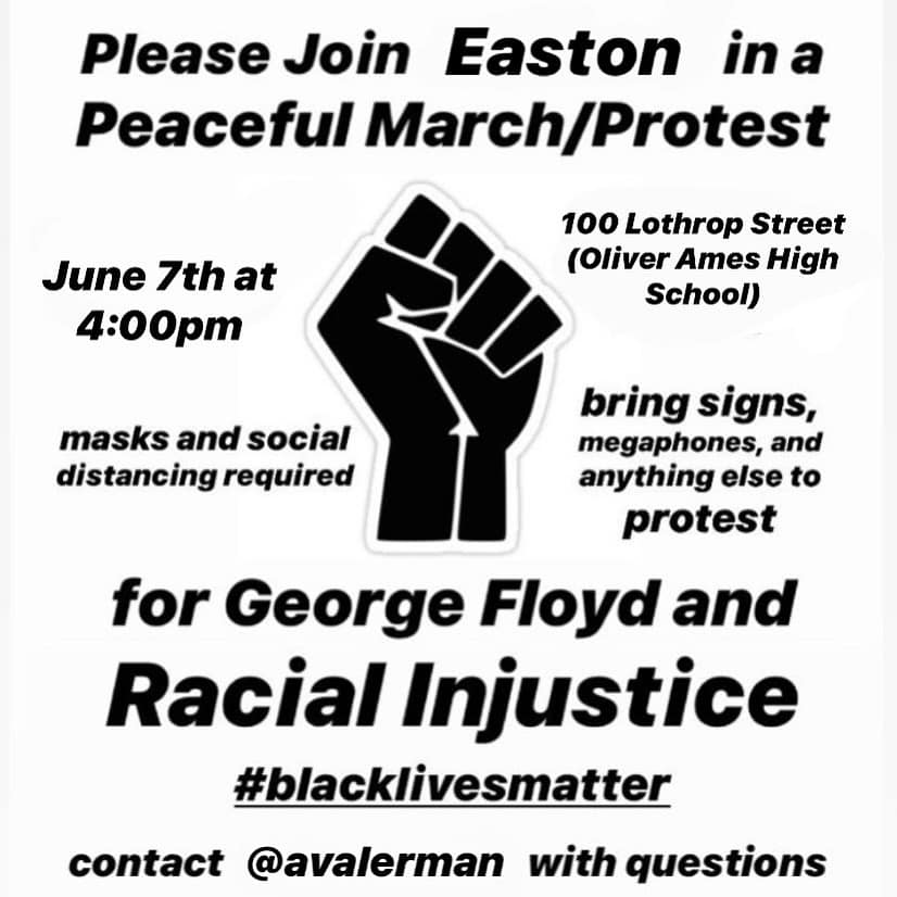 Peaceful Protest at Olivers Ames High School, Easton, Massachusetts, June 7, 2020.