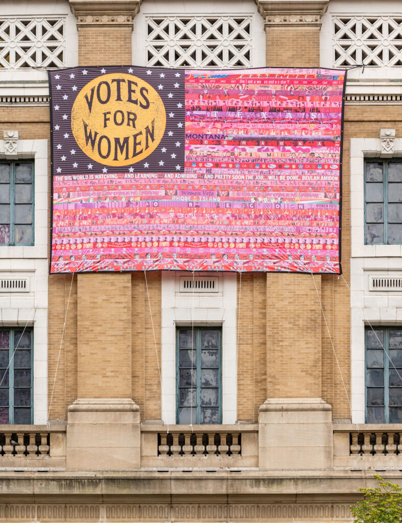 “Her Flag” created by Oklahoma artist Marilyn Artus and collaborators on view at the National Museum of Women in the Arts, Washington, D.C., June 2021. (Courtesy National Museum of Women in the Art / Kevin Allen photo)