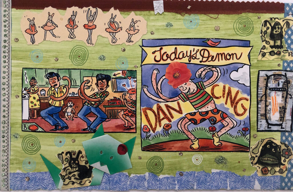 Lynda Barry, "100 Demons: Dancing," 2000-02. (Courtesy Adam Baumgold Fine Art)