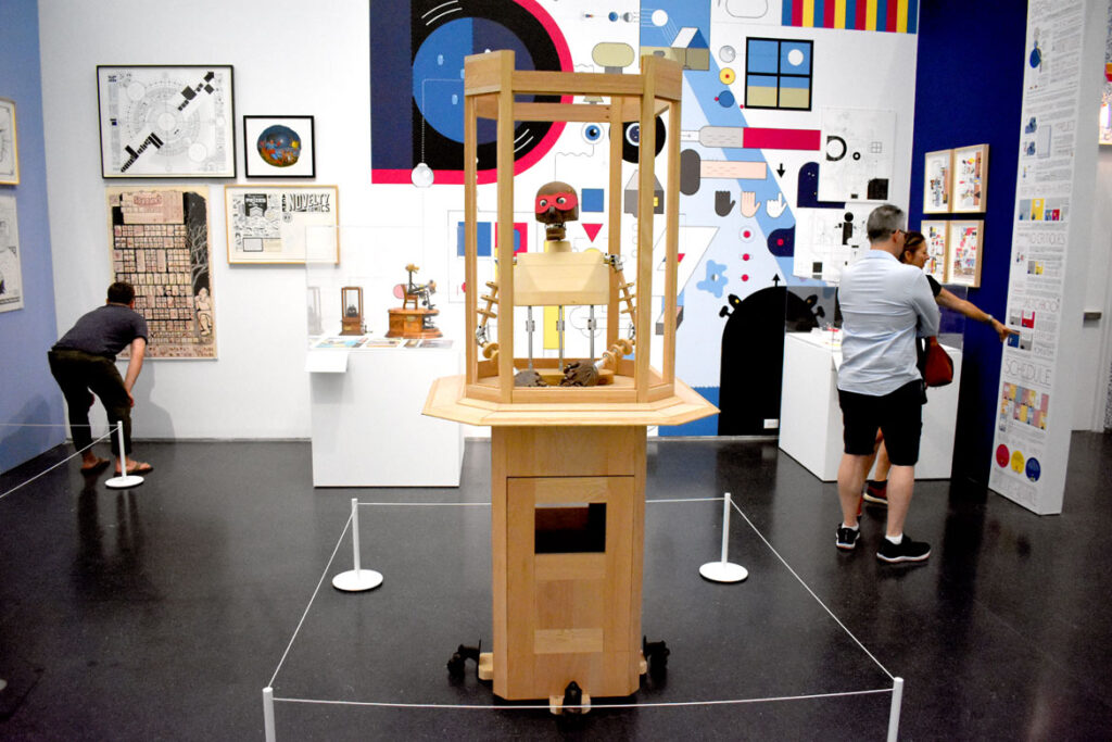 Chris Ware gallery in “Chicago Comics” at Chicago’s Museum of Contemporary Art, July 3, 2021. (©Greg Cook
