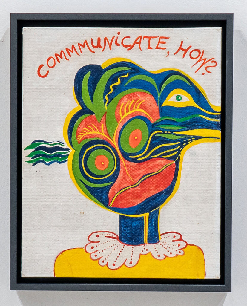 Moki Cherry, "Communicate, How?," 1970, acrylic on board,. (Corbett vs. Dempsey)
