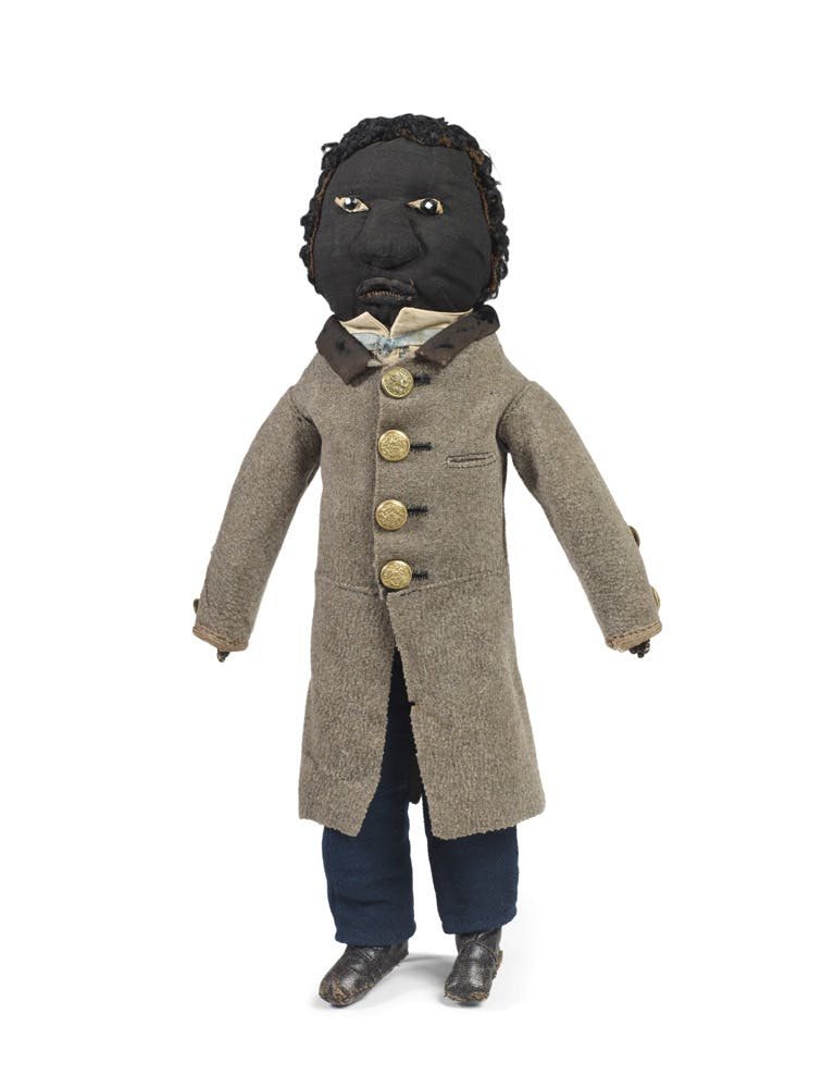 Doll in gentleman’s top coat, 1860-70 Milton, MA