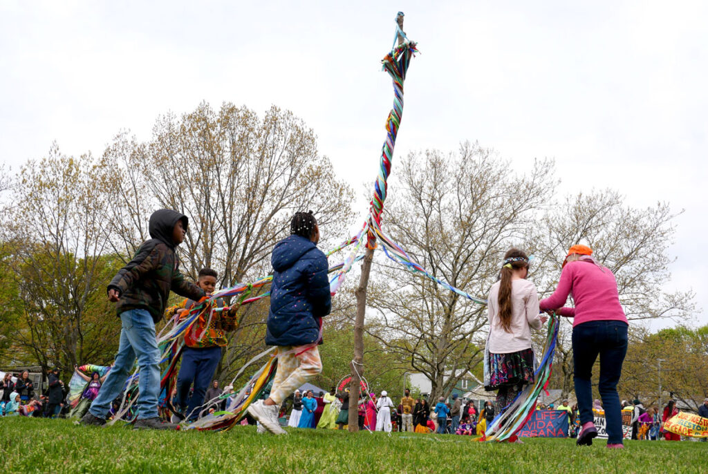 Maypole at Wake Up the Earth Festival, May 7, 2022. (©Greg Cook photo)