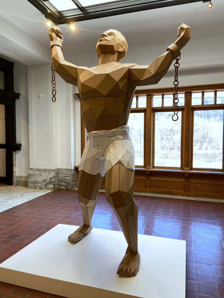 Roberto Visani, "cardboard slave kit, bussa blend," 2021, cardboard, hot glue. (Courtesy Brattleboro Museum & Art Center)