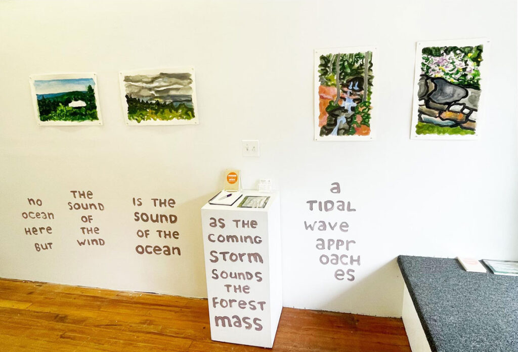 "across and within: works on paper and comics poetry by Franklin Einspruch" at Storefront Art Projects in Watertown. (Photo courtesy of Mr. Einspruch)