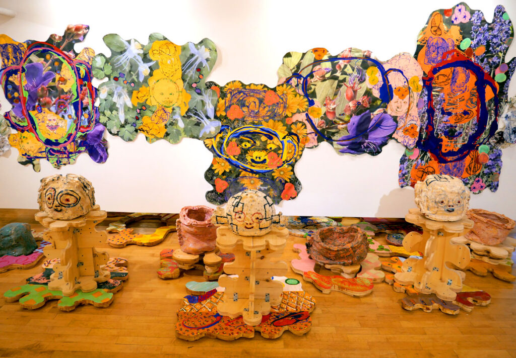 Mark Cooper's exhibition "Bloomin'" at Gallery Kayafas, Boston, January 2023. (Greg Cook photo)