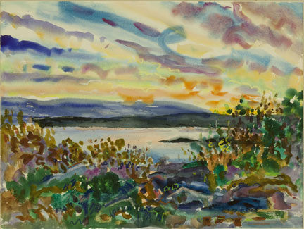 picBlaine_Northern-Sky-with-Island_1980_watercolor-and-pastel_22x30in_72dpi
