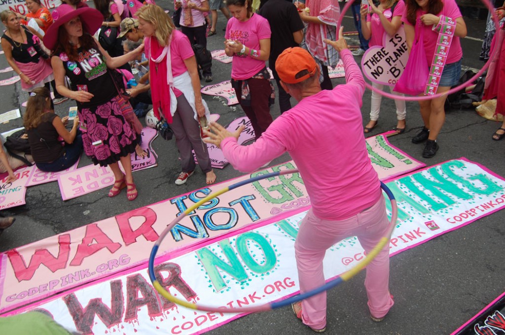 Code Pink: "War is not green," "No war no warming"