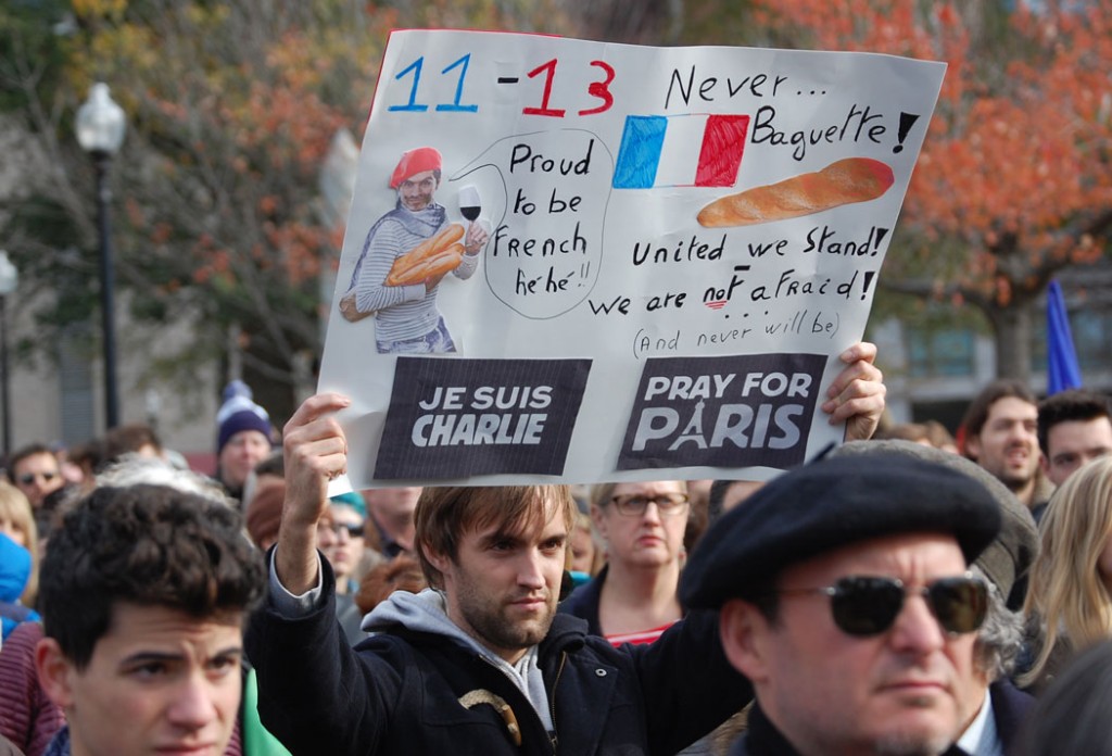 "11-13: Never ... Baguette! Proud to be French he he! United we stand! We are not afraid! (And never will be.) Je Suis Charlie. Pray for Paris." (Greg Cook)