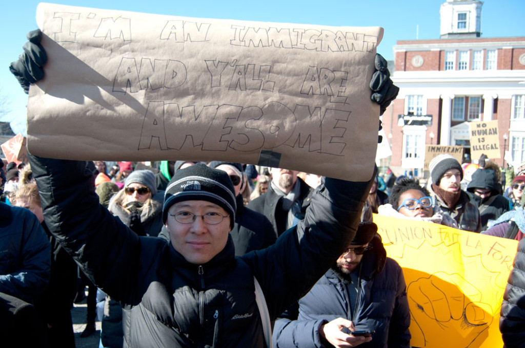 The Somerville Sanctuary City Rally, Feb. 4, 2017. (Greg Cook)