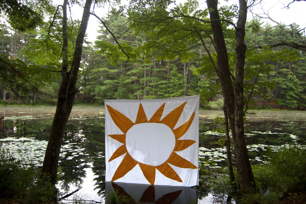 Sun Banner by Greg Cook displayed at Harold Parker State Forest in Andover, Massachusetts, July 22, 2017. (Greg Cook)