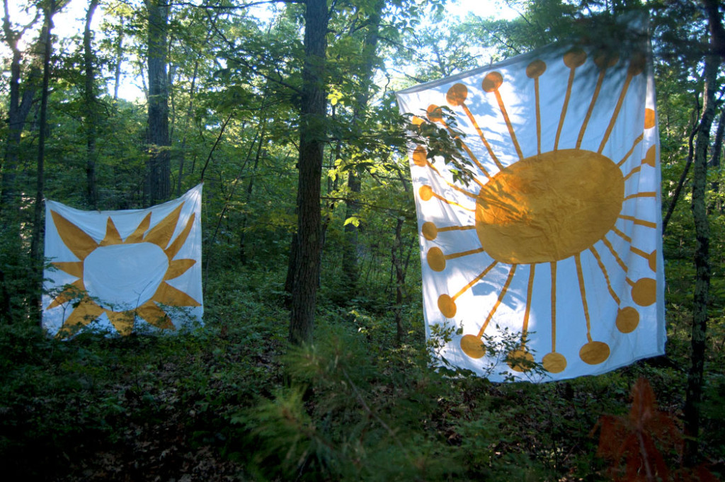 Painted sun banners by Greg Cook, July 16, 2017.