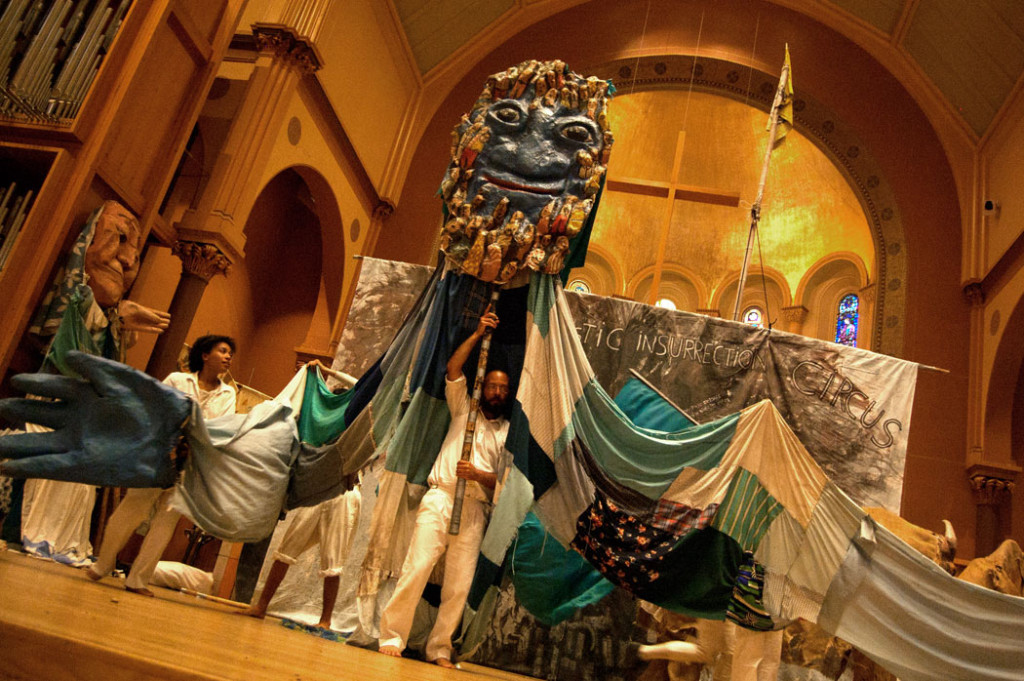 Bread and Puppet Theater's "Domestic Insurrection Circus" at First Church, Cambridge, Sept. 3, 2017. (Greg Cook/Cambridge Arts Council)