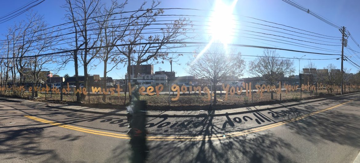 Matthew Hoffman’s “May This Never End" reinstalled in Boston's Allston neighborhood. (Courtesy of City of Boston)