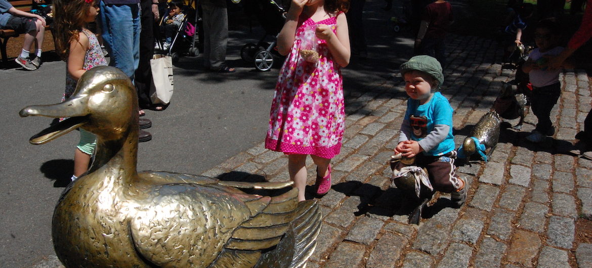 Nancy Schön “Make Way for Ducklings" sculptures in Boston's Public Garden. (Greg Cook)
