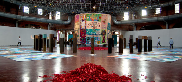 “Medicine Wheel,” artist Michael Dowling's annual 24-hour shrine and vigil to mark the Day Without Art and World AIDS Day and honor the millions of people we’ve lost to the disease, at the Boston Center for the Arts Cyclorama, Dec. 1, 2017. (Greg Cook)