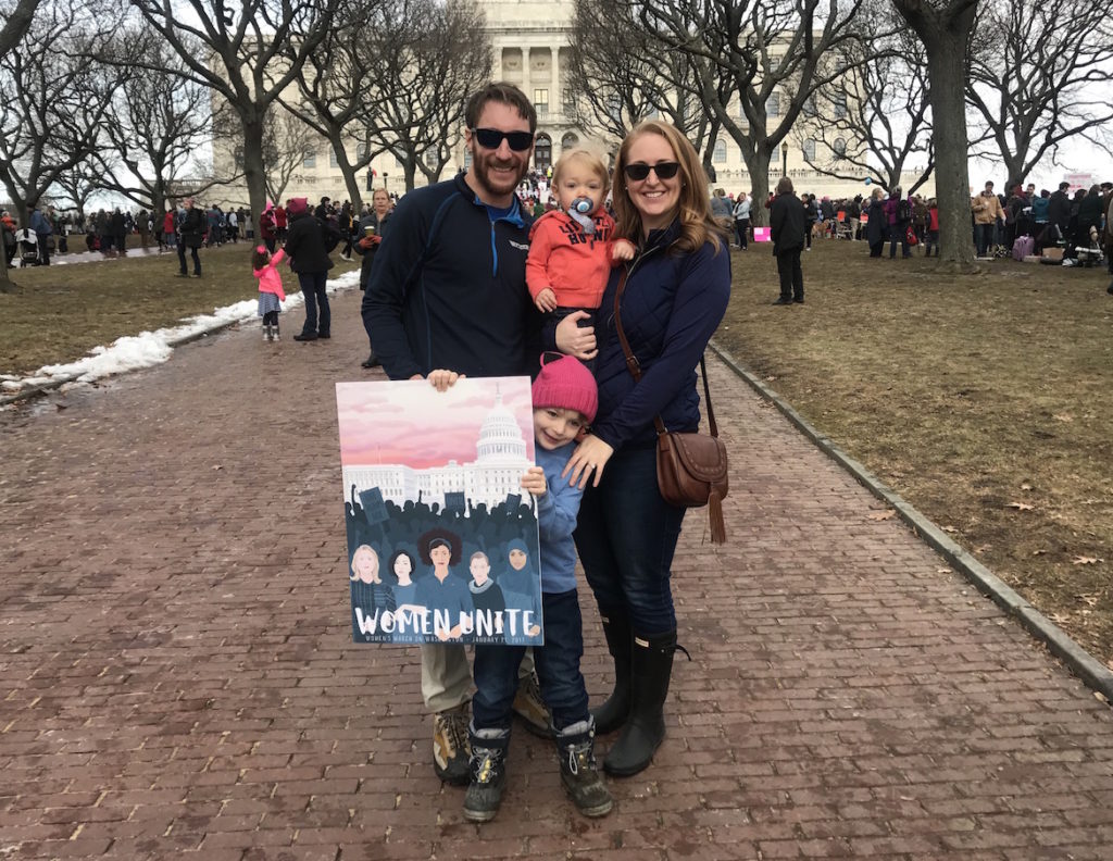 Nara Marcille and her family at the 2018 Women's March at the Rhode Island state capital in Providence. (Courtesy the artist)
