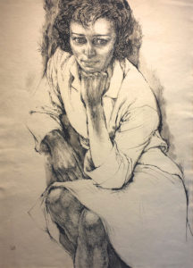 Barbara Swan "Portrait of Ann Sexton," 1960s, ink on paper. (Courtesy of Alpha Gallery)
