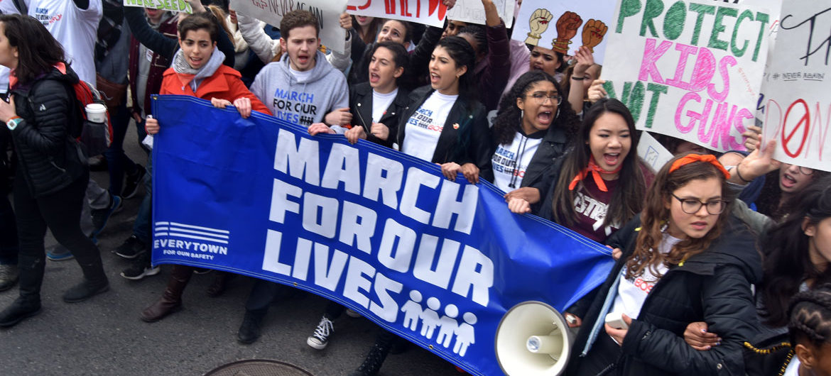 The front of the March For Our Lives: Boston, March 24, 2018. (Greg Cook)