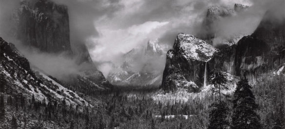 Ansel Adams, "Clearing Winter Storm, Yosemite National Park," about 1937, photograph, gelatin silver print. (Courtesy, Museum of Fine Arts, Boston)