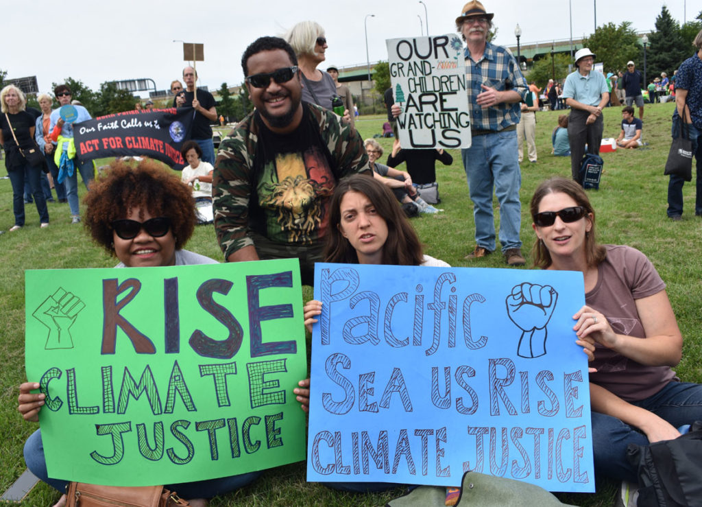 Climate, Jobs, Immigrant Rights & Justice rally at East Boston Memorial Park, Sept. 8, 2018. (Greg Cook)
