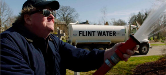 In "Fahrenheit 11/9," Michael Moore pays a visit to the home of Michigan Gov. Rick Snyder. (Courtesy)