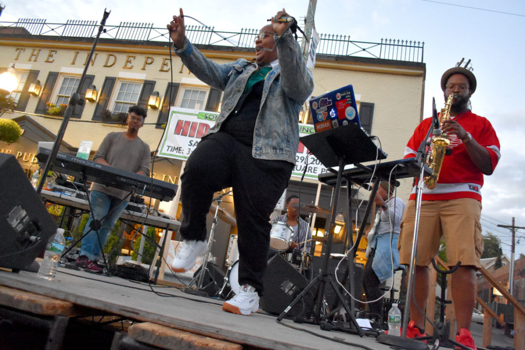 Oompa performs at Somerville's Evolution of Hip Hop Festival in Union Square, Sept. 29, 2018. (Greg Cook)