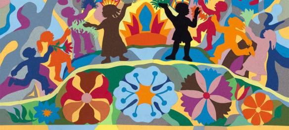 Ashley Bryan, “Oh, when the children sing in peace” for "All Things Bright and Beautiful," collage of cut colored paper on paper, 2006. (Courtesy)