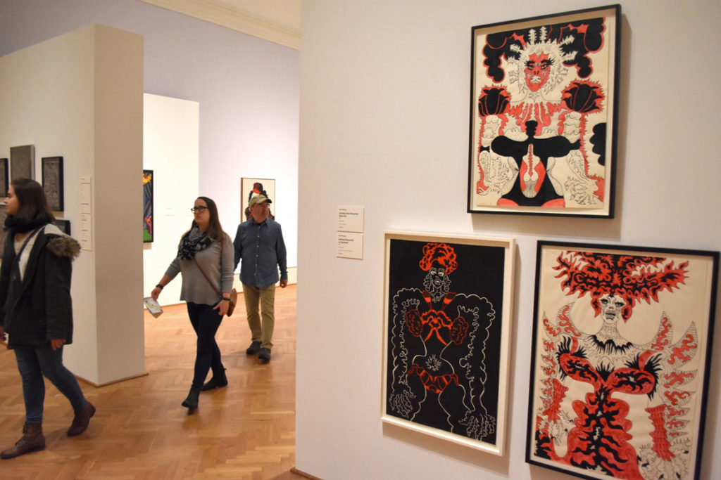 Karl Winsum's "Show Girls" series drawings from 1969 in “Hairy Who? 1966–1969” at the Art Institute of Chicago. (Greg Cook)
