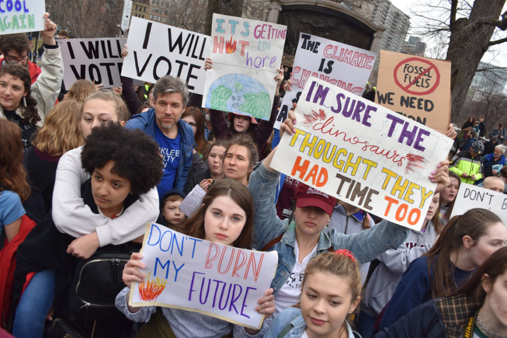 Youth Climate Strike at Massachusetts State House, Boston, March 15, 2019. (Greg Cook)